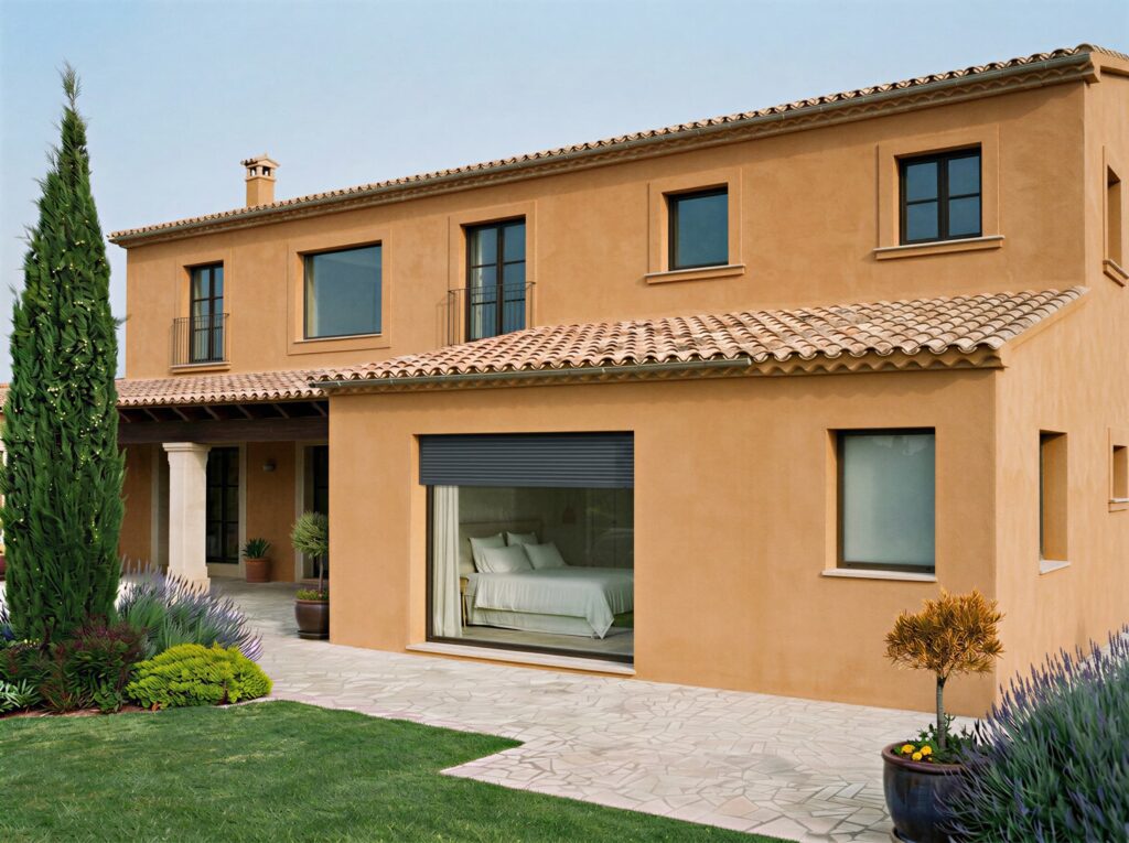 Extension traditionnelle aménagée en suite parentale avec baies vitrées, à Aix-en-Provence (13)