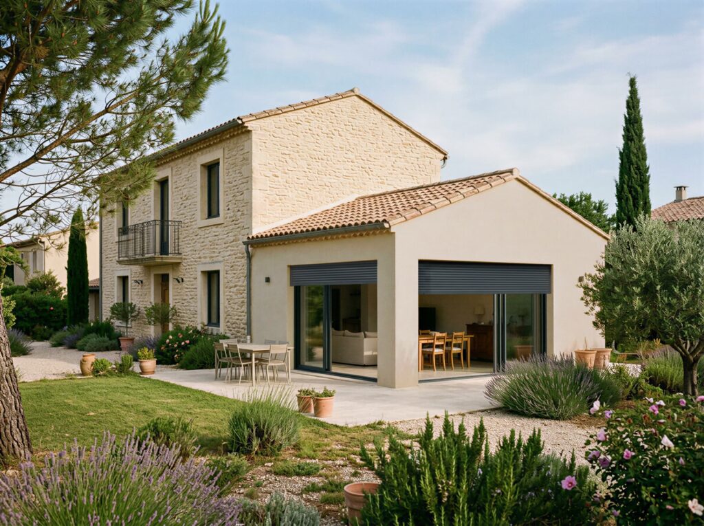 Extension traditionnelle aménagée en salon et salle à manger, à Salon-de-Provence (13)