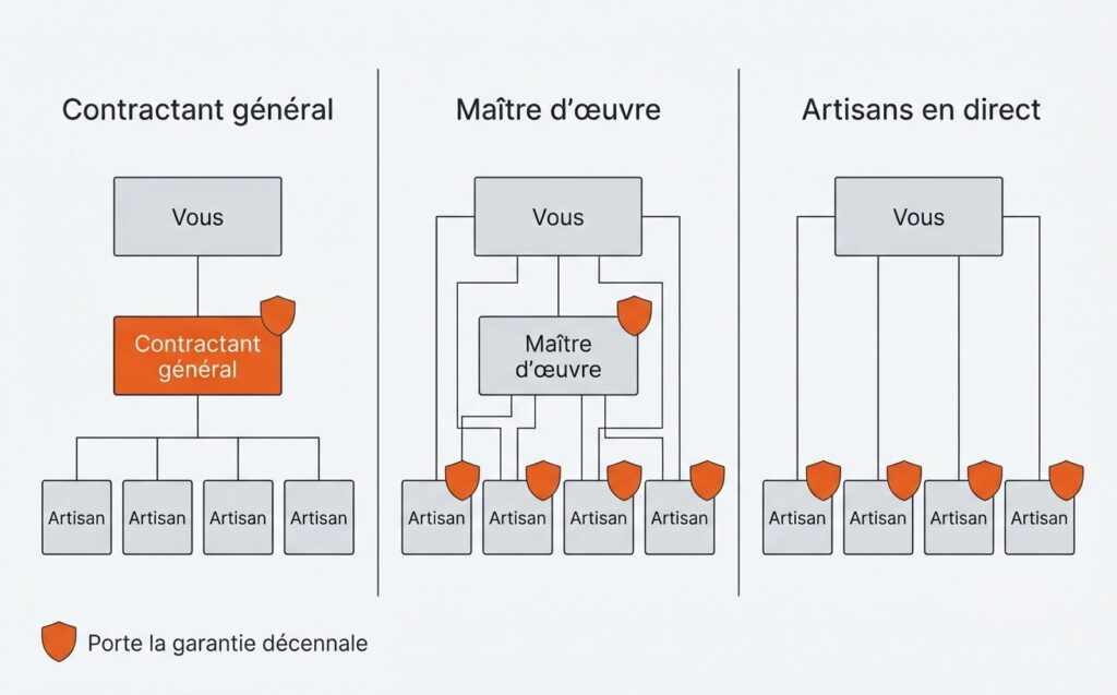 Trois chaînes de responsabilité sur un chantier d'extension et qui signe la garantie décennale